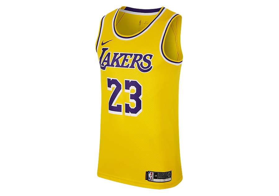 NIKE NBA LOS ANGELES LAKERS LEBRON JAMES SWINGMAN ROAD JERSEY AMARILLO pour 79 00 Basketzone