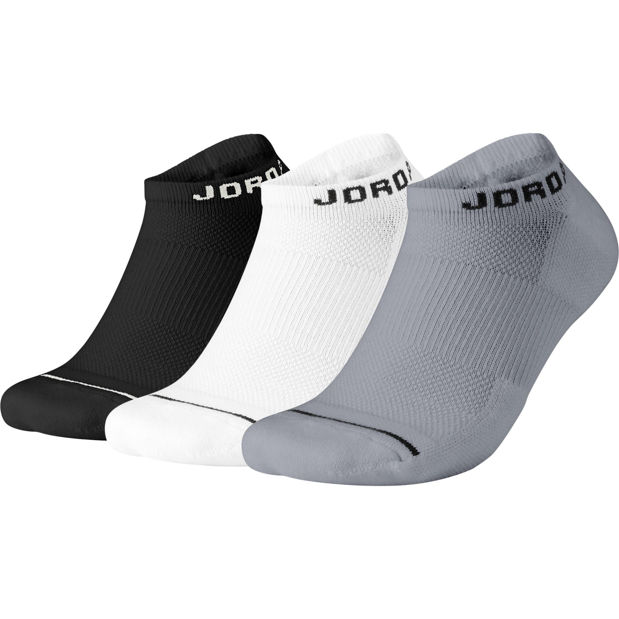 NIKE AIR JORDAN JUMPMAN EVERYDAY MAX NO-SHOW 3PACK SOCKS BLACK WHITE WOLF GREY