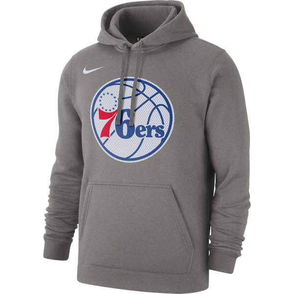 NIKE NBA PHILADELPHIA 76ERS CLUB LOGO FLEECE PULLOVER HOODIE BLACK