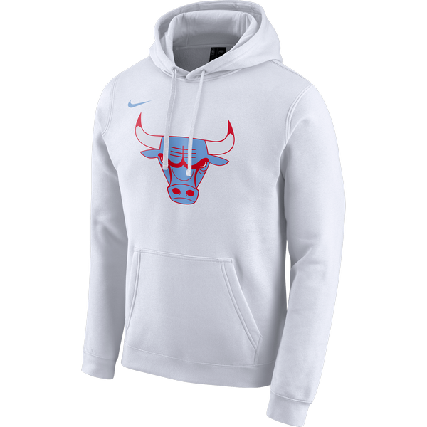 NIKE NBA CHICAGO BULLS CITY EDITION LOGO PULLOVER HOODIE WHITE