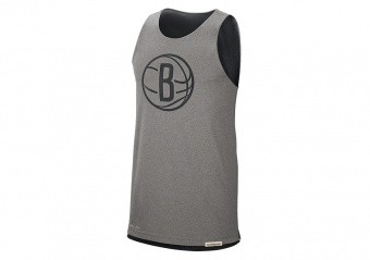 NIKE NBA BROOKLYN NETS STANDARD ISSUE REVERSIBLE TANK DARK GREY HEATHER