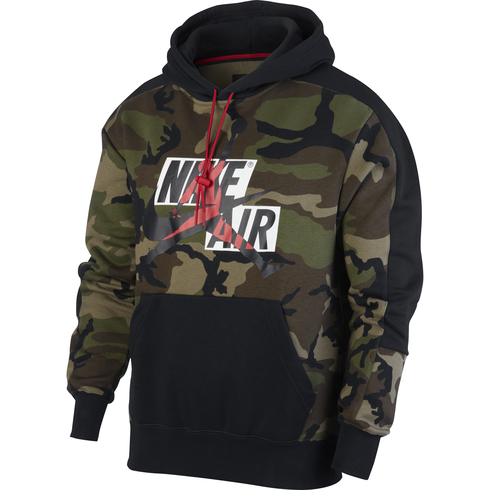 NIKE AIR JORDAN JUMPMAN CLASSICS CAMO FLEECE PULLOVER HOODIE MEDIUM OLIVE