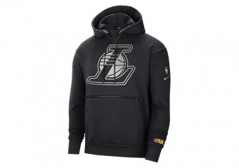 NIKE NBA LOS ANGELES LAKERS COURTSIDE CHROME PULLOVER HOODIE BLACK