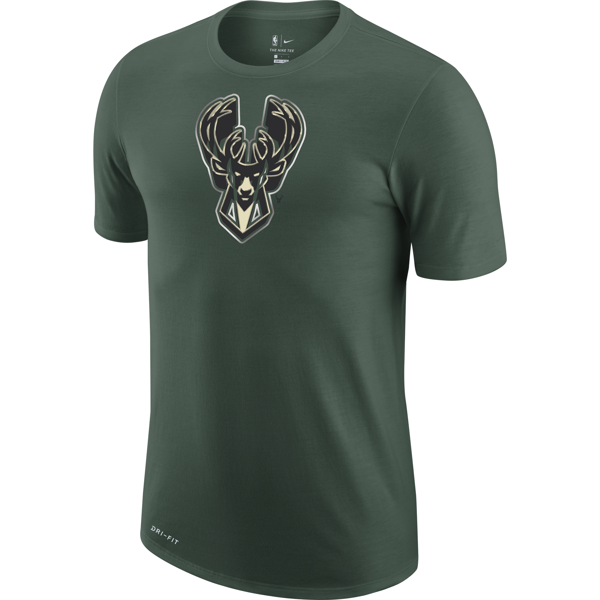 NIKE NBA MILWAUKEE BUCKS EARNED EDITION LOGO DRI-FIT TEE FIR