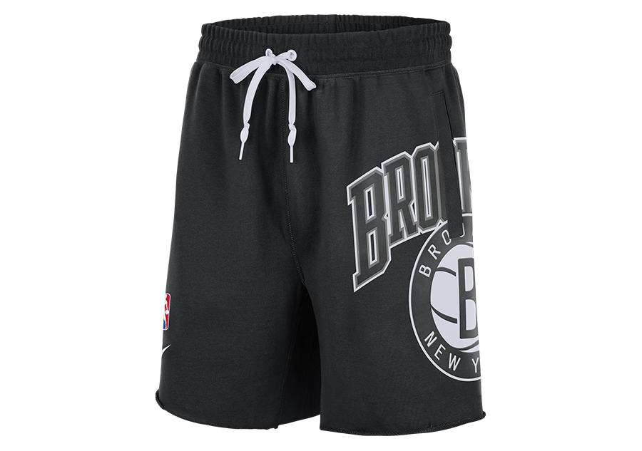 NIKE NBA BROOKLYN NETS COURTSIDE 75 FLEECE SHORTS BLACK