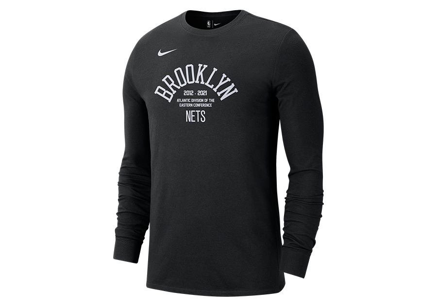 NIKE NBA BROOKLYN NETS COURTSIDE ELEMENT LONG-SLEEVE TEE BLACK