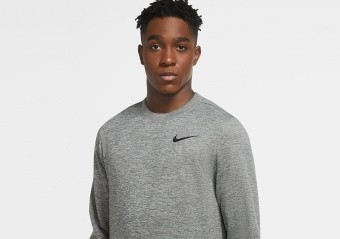 NIKE THERMA CREW LONG SLEEVE TOP DARK GREY HEATHER