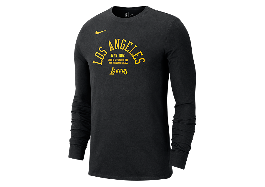 NIKE NBA LOS ANGELES LAKERS COURTSIDE ELEMENT LONG-SLEEVE TEE BLACK