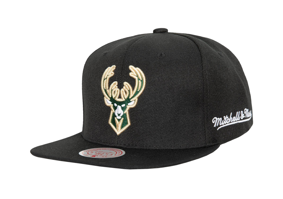 MITCHELL & NESS ENGLISH DROPBACK SNAPBACK NBA MILWAUKEE BUCKS